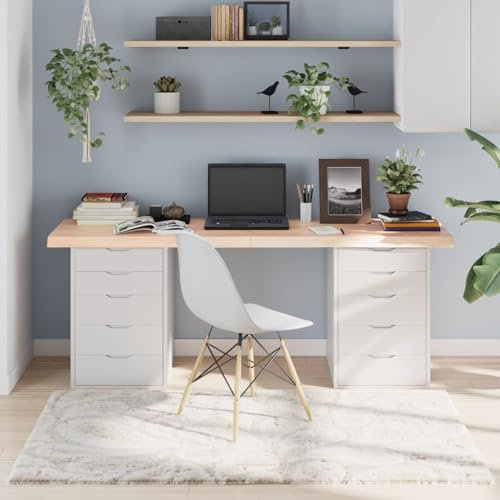 LAPOOH Tischplatte 180x60x6 cm Massivholz Eiche Unbehandelt, Arbeitsplatte, Holzplatte, Schreibtischplatte, Waschtischplatte, Küchenarbeitsplatte - 3156331
