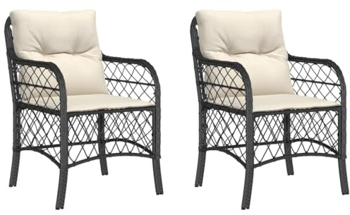 vidaXL Sillones de jardín con Cojines 2 uds ratán sintético Negro