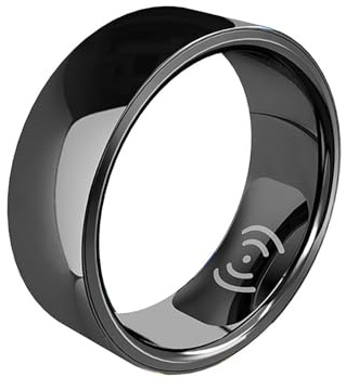 Fitness Smart Ring registra sonno, frequenza cardiaca, temperatura corporea, ossigeno nel sangue e contapassi, anello della salute con custodia di ricarica unisex ( Color : Black , Size : 20# )