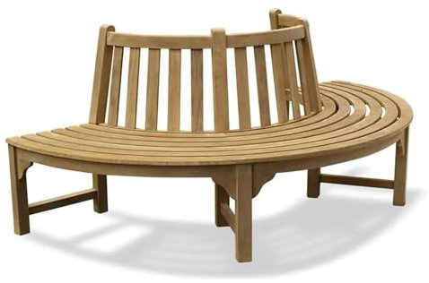 Teako Design Baumbank Teak Fermo mit Rückenlehne Massivholz, Teakholz, Massivholz. Robust und Wetterbeständig, Verschiedene Größen, für den Außenbereich (180 cm, 180°), TB-1147-x
