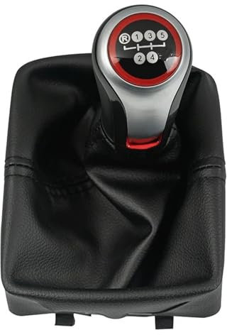 EQUSS Schaltknäufe Kompatibel mit VW für Polo 9N 9N2 GTI 2002 2003 2004 2005-2009 5 6 Gang Auto Schaltknauf Gamasche Kofferraumabdeckung Kragen (Color : 4, Size : 5 Speed)
