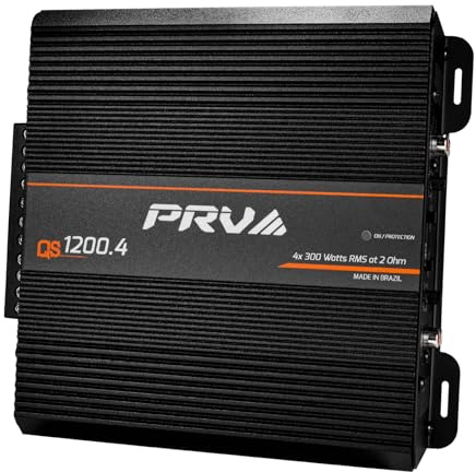 PRV Audio QS1200.4 2 Ohm Compact 4 Channel Car Audio Amplifier 4 x 310 Watts RMS at 2 Ohm - High Power Stereo 12 Volts Amp Class D Full Range Bridgeable