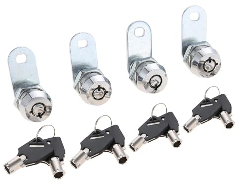 4 juegos de cerradura de leva con llave Tubular, cerradura de armario for puerta, caja de seguridad, cajón, muebles, cerraduras de leva cilíndrica con candado de llave(20mm)