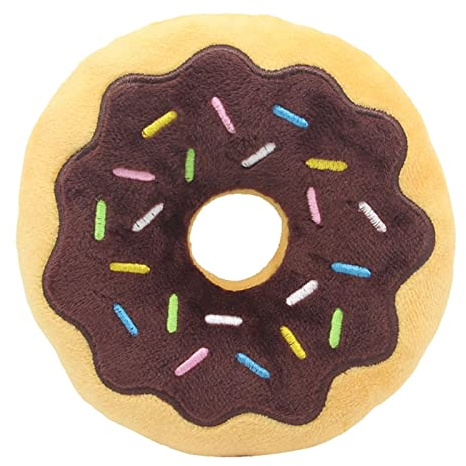 Generisch Quietschender Plüsch Donut Für Hunde - Interaktives Sound-Kauspielzeug Für Hündchen Und Haustiere,Donut Food Toy, Donut Soft Squeaky -Puppy Dog Toy, Dog Interaktives Spielzeug