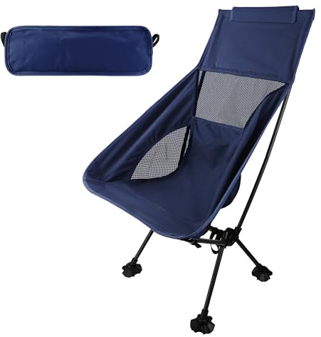 aiGear Silla de Camping Plegable | Silla Plegable Ligera con Bolsas de Almacenamiento Portátil | Sillas de Campamento con Respaldo Alto | para Senderismo Picnics BBQ Acampada Pesca (NYZNB)