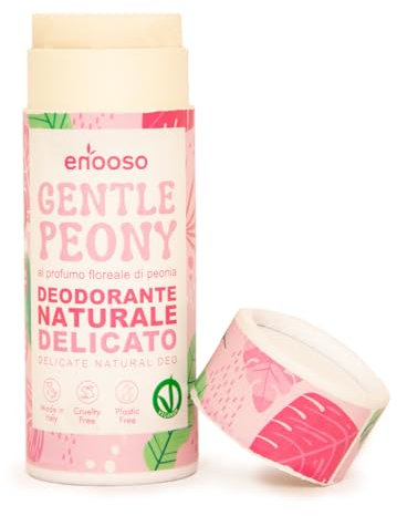 Enooso - Deodorante Naturale Ascelle Solido PEONIA e POMPELMO Delicato, Antiodore e Vegano, Deodorante Senza Alluminio o Bicarbonato, Nichel Tested, Deodorante Solido Made in Italy, 55ml