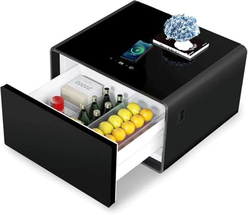 GYDUHYE Nightstand Bedside Smart Nightstand Side Table with Built in Fridge 15w Wireless Charging Bedside Table Bedroom Bedside Cabinet Safe and Stable(Color:A)