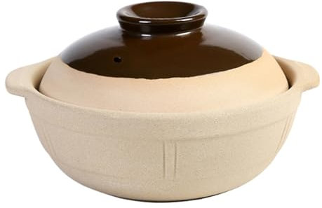 Dxysyldrun Casseruola di Argilla, Pentola per Stufato A Doppia Orecchia Domestica E Commerciale per Zuppa, Riso in Pentola di Argilla Resistente alle Alte Temperature,2.0L
