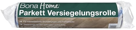 Bona Lackierrolle Versiegelungsrolle für Parkettlack, Home 25cm Microfaser | Farbroller mit seitlichen Disc-Scheiben, Walze für Grundierung Holzlack Bodenversiegelung