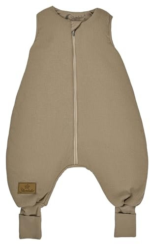 Sterntaler Schlafsack mit Beinen 104/110 - Kinder und Baby Schlafsack aus Jersey in Waffeloptik, mit Beinen, gefüttert mit Jersey, leicht wattiert, 2-Wege-Reißverschluss, TOG 2,5 - sandfarben