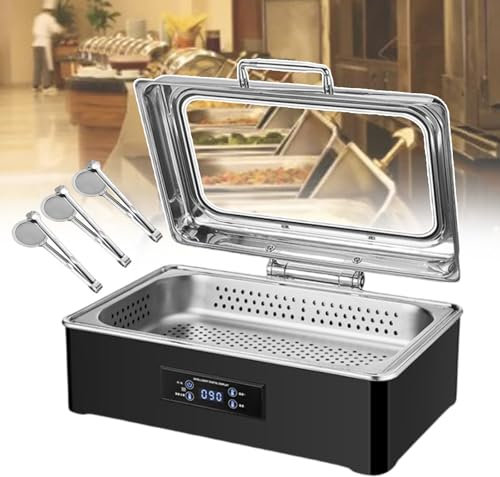 forplubossmmp Scaldavivande Elettrico per Buffet Commerciale con Griglia da 1/2/3 - Design con Foratura, Tavolo per Vapore per Alimenti in Acciaio Inossidabile, Fornello Elettrico per Buffet,1-Grid