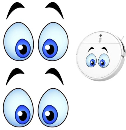 Weenwill Yeux Autocollants,2 PCS Autocollants Drôles pour les Yeux des Robots,Autocollant pour Les Yeux de Dessin Animé,AutocollantDécoratifs en PVC Imperméables,Idéaux pour La Maison,Le Bureau