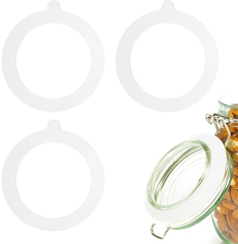 QUARKZMAN 4 Piezas de Junta de Silicona de Repuesto 3.6 Pulgadas Blancos | para Tarros de Cristal, de Diámetro Exterior, Anillos de Sellado de Silicona, para Tarros de Conserva