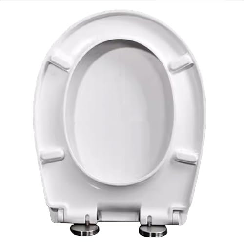 Wttfc Toilettenbrille,Weiß Toilettensitz,Oval Wc-Sitz Mit Absenkautomatik,Abnehmbar Klobrille,Schnellbefestigung Wc Deckel, Verstellbare Scharniere Toilet Seat,12