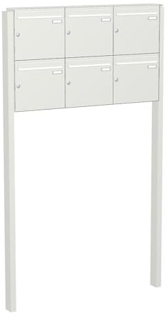 Briefkastenanlage | KNOBLOCH | Freistehend zum Einbetonieren | Weiß | 6-Fach | senkrechte Kästen