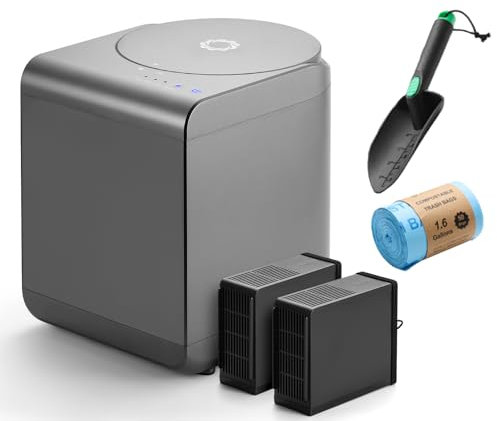 Revive Food-to-Soil System, Odorless Countertop Electric Kitchen Composter, 1-Click Smart Operation, Powerful Sharksden Trinity Blade to Cycle Food Waste into Earth Nutrition