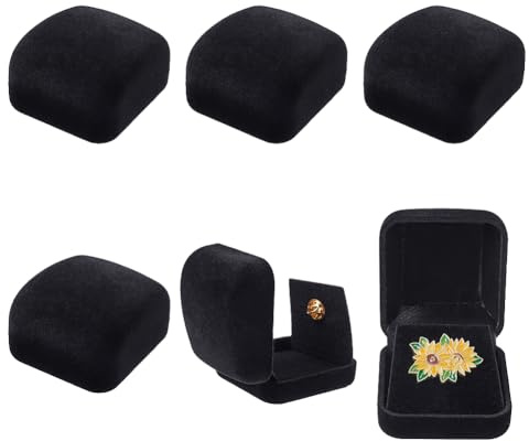 NBEADS 6 caja de Exhibición de Insignias de Terciopelo, Estuche de Exhibición de Pines Negros Cajas de Almacenamiento de Broches de Terciopelo para Pin de Solapa, Organizador de Joyas, 5.3x5.85x3.55cm