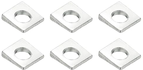 PATIKIL 6 Pezzi Rondelle Quadrate Smussate, M8x18 mm Rondelle Quadrate Smussate Piastra Di Supporto Cuscinetto Spaziatore Per Bulloni Da 8 mm Cuneo Livellamento Fascia Guarnizione, Argento