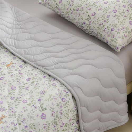 Chickwin Tagesdecke Bettüberwurf Gesteppt für Einzelbett Doppelbett, Flaumig Reversible Mikrofaser Tagesdecke Schlafzimmer Steppdecke Überwurf Sofaüberwurf (Lila Blumen,150x200cm)