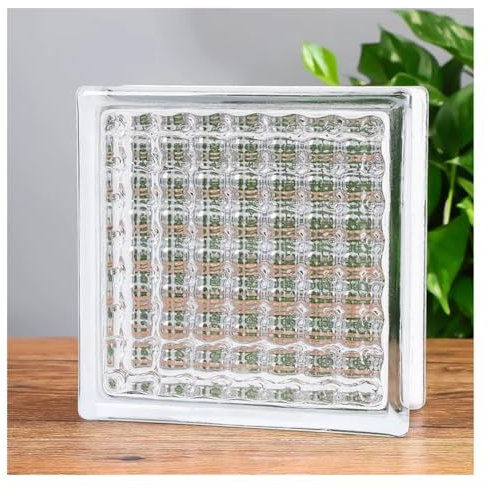 Briques De Verre, Briques Carrées en Cristal Translucides Creuses Isolation Phonique Et Thermique Cloisons Décoratives pour Bar Et Décoration Intérieure(Clear-H,5PCS)