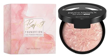Gebackene Konturpalette, Aufhellende Farbkorrigierende Puder-Foundation, korrigierende Grundierung und Verblendbar, Langanhaltendes 24h-Makeup mit Ölkontrolle und Natürlichem Schimmer (#02, 9g)
