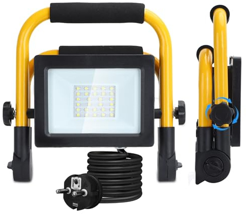 Aigostar Foco de Trabajo LED 20W,1850LM,Foco LED Portátil con Giratorio 360º,Impermeable,Soporte plegable,para Uso en Interiores y Exteriores,para Obra, Taller, Garaje,6500K Luz Blanca