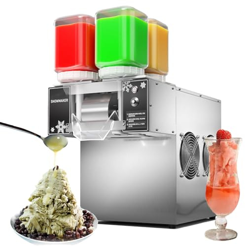 Luzphened Macchina per Ghiaccio a Fiocchi di Neve da 120/180 kg, Macchina per Ghiaccio tritato, Macchina elettrica per Granita, tritaghiaccio, velocità Regolabile per Dessert e Gelato 750W