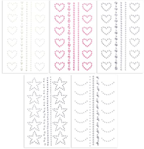 6 Blätter Gesicht Edelstein Glitzersteine Aufkleber Glitzer Strasssteine | Selbstklebend Gesicht Steine Juwelen zum Aufkleben Temporäre Tattoo für Gesicht Augen Körper Festival Karneval Make Up
