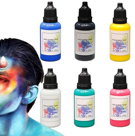 Peinture pour le visage - Kit de maquillage à base d'eau de 2,8 pouces pour les festivals, corps lavable et peinture oculaire avec une application facile, des peintures non toxiques pour Halloween, No
