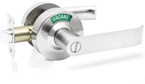 Bathroom Privacy Indicator Handle Lock, Vacant Occupied Bathroom Lock Suitable for doors 1-1/4” to 2-1/5” thick with Large Indicator for Men Women Restroom In-use or Vacant, Occupied Sign for Bathroom