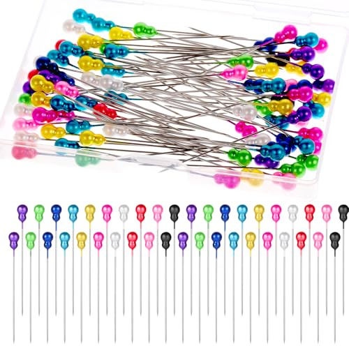 IAFNAN stift med huvud 5,4 cm, 100 stycken färgglada glashuvuden nålar rostfritt stål stift stora sömstift flerfärgade stift för pyssel sömnad fållar hantverk tyg smycken