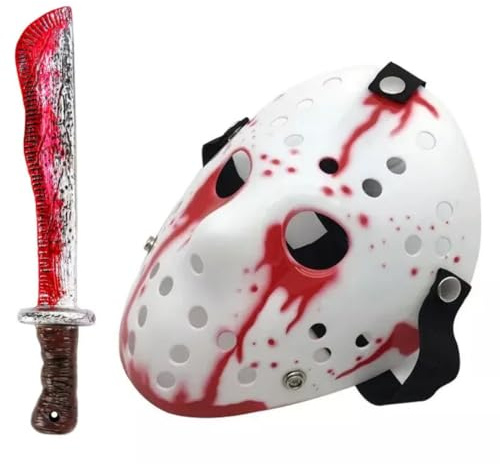 Boolavard Cosplay Machete Costume Halloween Horror Movie Hockey Mask for Adult Scary Halloween Party