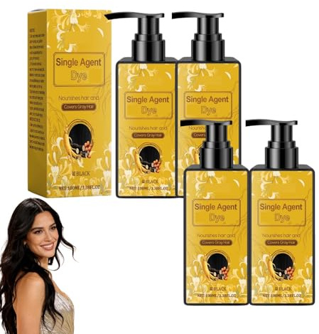 Colorazione per capelli a base vegetale, senza ammoniaca, colore vegetale nero puro a lunga durata, copre completamente i capelli grigi con estratti vegetali, per una lucentezza naturale setosa