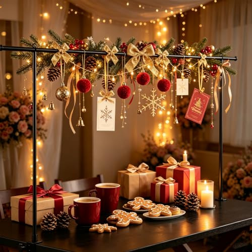 VETOLAKA Asta decorativa per tavolo, 120 x 250 cm, asta decorativa da tavolo, regolabile, in ferro e metallo, con morsetto, per arco di palloncini, matrimoni, compleanni, feste, decorazioni, nero
