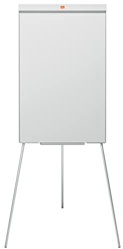 Nobo Impression Pro Magnetische Flipchart/Whiteboard aus Stahl, Dreibeinstativ mit höhenverstellbarer Tafel, mit Stifthalterung und Aufhängung für Flipchart-Blöcke, weiß, 1902045