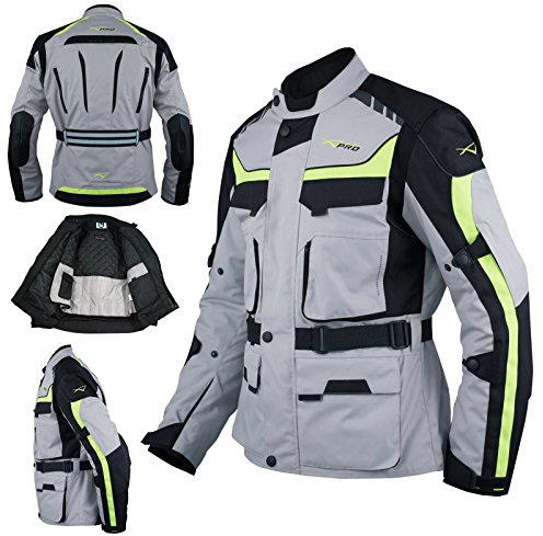A-Pro Motorradjacke Roller Textil Thermoweste Wasserdichte Touring Grau XL