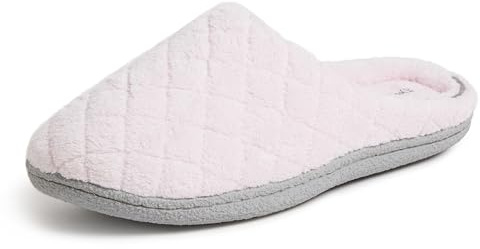 Dearfoams Womens Leslie Washable Memory Foam Terry Clog With Wide Widths Slipper, Fresh Pink, 9-10 US