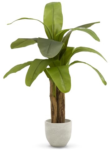 Maia Shop Artificial Banana Tree, 120 cm for Home and Office Decoration. Hyper-realistic Decorative Artificial Plant with Natural Trunk