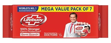 Lifebuoy Total10 Germ Protection Bathing Soap, Protects Your Skin from Viruses & Other Harmful Germs Using Activ Silver Shield Formula, Combo Offer (125 g x 7)