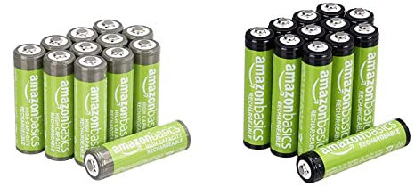 Amazon Basics Piles Rechargeables AA Haute capacité 2400 mAh (Lot de 12) - Pré-chargées & Piles Rechargeables AAA, pré-chargées - Lot de 12 (Le visuel Peut différer)