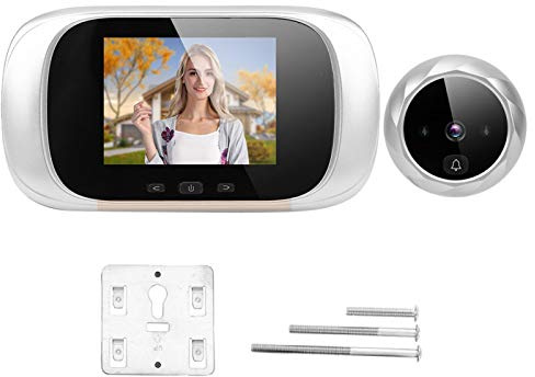 2,8 tum TFT LCD-skärm digital dörrtitthål visuell dörrtittarkamera IR mörkerseende, Ding Dong dörrklocka, cyklisk förvaring, fotografering hemsäkerhetskamera (silver)