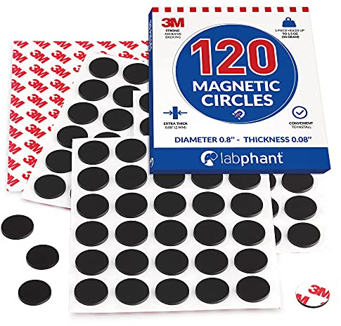Magnetic Dots 120pcs - Round Magnets with Adhesive Backing, Circle Size Diameter 0.8’” x 0.08” on 4 Tape Sheets, with 3M Strong Adhesive Backing. Perfect for DIY, Art Projects, Industrial & Fridge