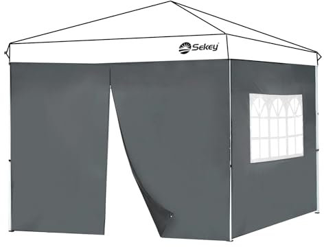 Sekey 2PCS Seitenwände für Pavillon 3x3 Wasserdicht Winterfest, Seitenwände für Pavillon Partyzelt Gartenzelt 3x3m, 1 Fenster 1 Tür, Grau (Grau, 1 Fenster 1 Tür)