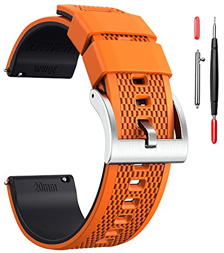 Hemsut Silicone Watch Bands, 18mm 20mm 22mm Quick Release Rubber Watch Strap for Men Women Soft Replacement, 10 Colors for Choose