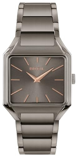 Breil, Collezione The B, Orologio Donna in Acciaio, Movimento al Quarzo Solo Tempo, Cassa Quadrata Monocolore 27x26 mm, Lunghezza Regolabile 13.5-19 cm, Chiusura Déployante con Pulsanti, Color Mocha