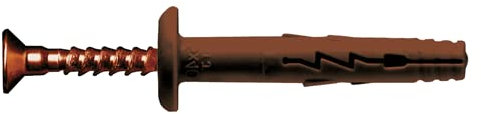 TASSELLO IN NYLON VITE A CHIODO RAME cf. 100 pz. (6 X 55 - VITE 3,8 X 60)