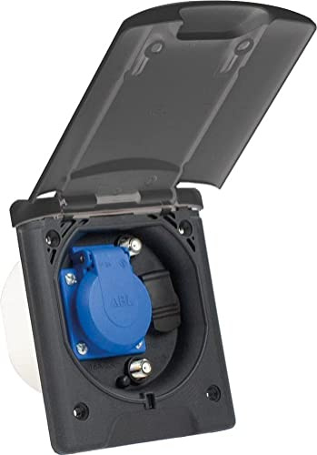 as - Schwabe Multifunktions-Einbausteckdose 240V/16A - Anthrazitgrau, 62475 | Schutzkontaktsteckdose, 2x SAT, 1 x 12V DC - Klappdeckel mit Magnetverschluss - UV-beständig - IP44 - hoher Brandschutz
