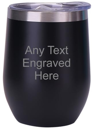 [Custom] Personalised Engraved Black Matt 12oz Insulated Travel Cup Hot Cold Coffee Tea Ideal for Birthday Mothers Day Christmas Wedding/Anniversary/Birthday/Retirement