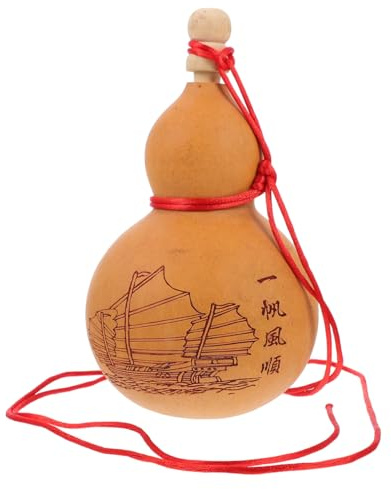 Luxshiny Carved Gourd Wine Utensil 6.69In Portable Natural Gourd Bottle with Stopper for Home and Outdoor Use Decorative Wine Storage Pot