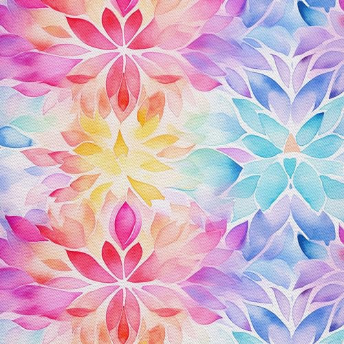 HEKO PANELS Stoff Oxford Wasserdichte Meterware Canvas-Stoff Polyester Nähstoff Dekostoffe Handwerken Wasserabweisend Blickdicht Blumenmuster Blumen Aquarell Wasserfarbe 1 Meter 155 x 100 cm DX2289